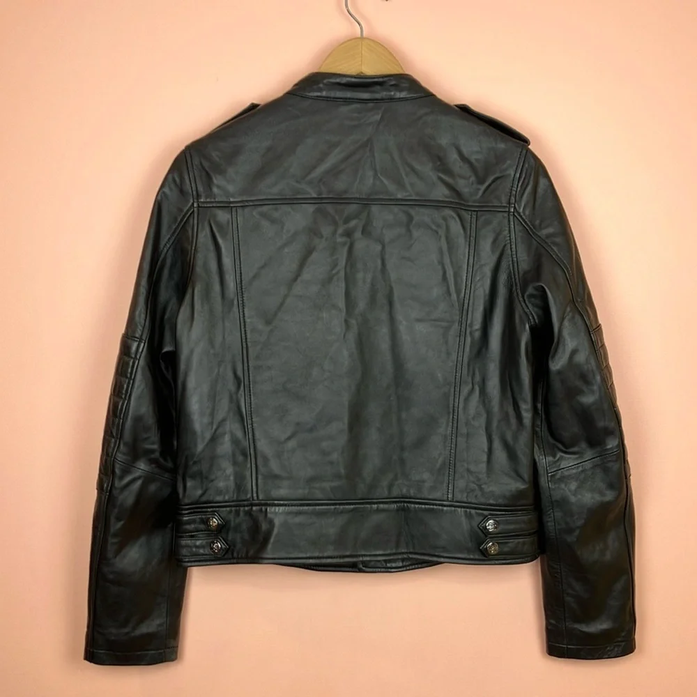 Bolvaint Adelais Lamb Leather Moto Jacket Black Buttery Soft Women's XL
